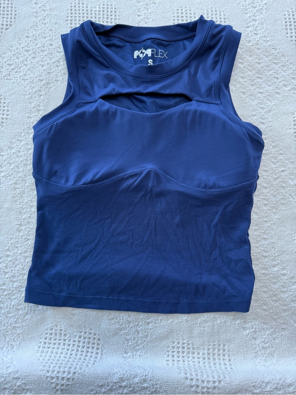 Pop Flex Blue Cutout Padded Workout Tank Top (S)